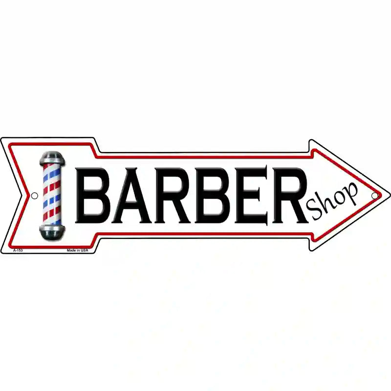 Barber Shop Novelty Metal Arrow Sign 17" x 5" (A)