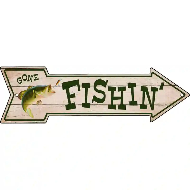 Fishin Novelty Metal Arrow Sign 17" x 5" (A)