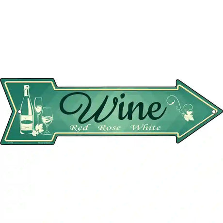 Wine Novelty Metal Arrow Sign 17" x 5" (A)