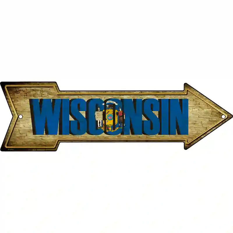 Wisconsin Novelty Metal Arrow Sign 17" x 5" (A)