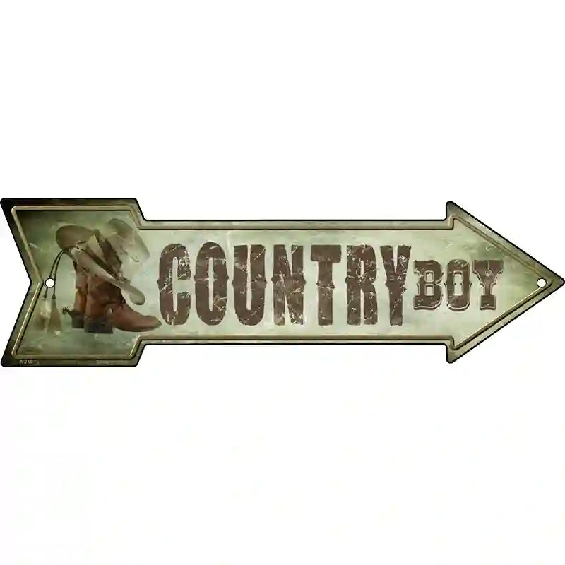 Country Boy Novelty Metal Arrow Sign 17" x 5" (A)