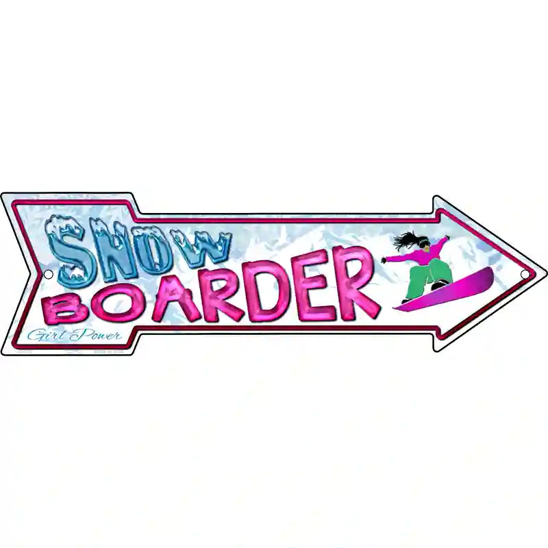 Snowboarder Girl Novelty Metal Arrow Sign 17" x 5" (A)