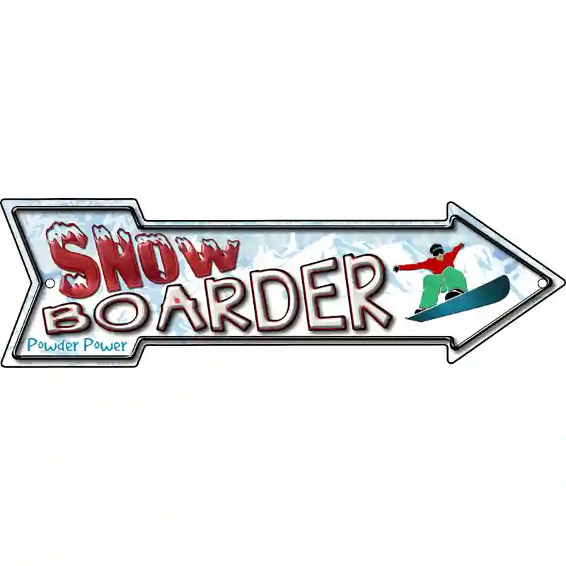 Snowboarder Dude Novelty Metal Arrow Sign 17" x 5" (A)