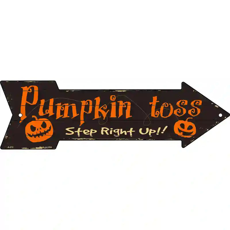 Pumpkin Toss Novelty Metal Arrow Sign 17" x 5" (A)