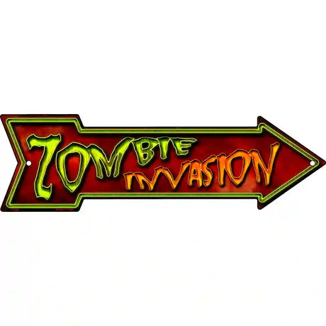 Zombie Invasion Novelty Metal Arrow Sign 17" x 5" (A)