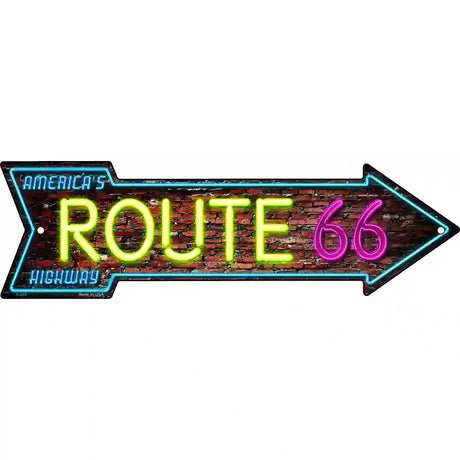 Route 66 Neon Novelty Metal Arrow Sign 17" x 5" (A)