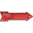 Love & Kisses Novelty Metal Arrow Sign 17" x 5" (A)