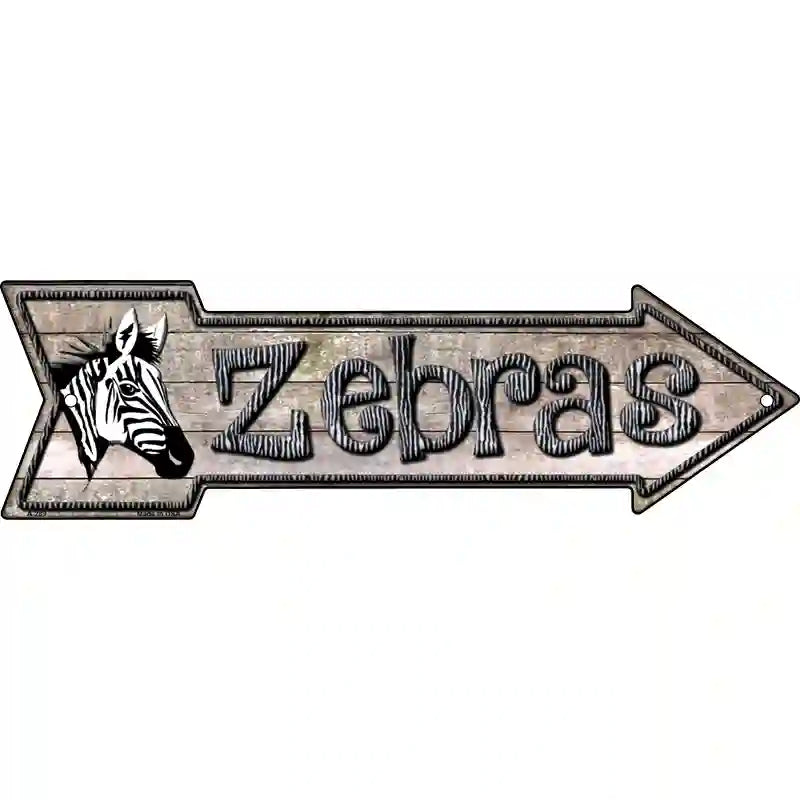 Zebras Novelty Metal Arrow Sign 17" x 5" (A)