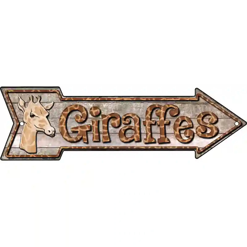 Giraffes Novelty Metal Arrow Sign 17" x 5" (A)