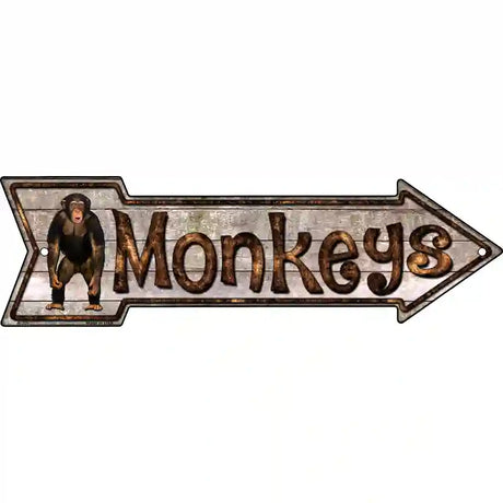 Monkey Novelty Metal Arrow Sign 17" x 5" (A)