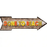 Gone To Beach Novelty Metal Arrow Sign 17" x 5" (A)