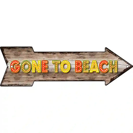 Gone To Beach Novelty Metal Arrow Sign 17" x 5" (A)