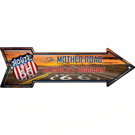 Route 66 With Sunset Novelty Metal Arrow Sign 17" x 5" (A)