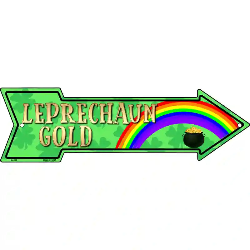 Leprechaun Gold Novelty Metal Arrow Sign 17" x 5" (A)