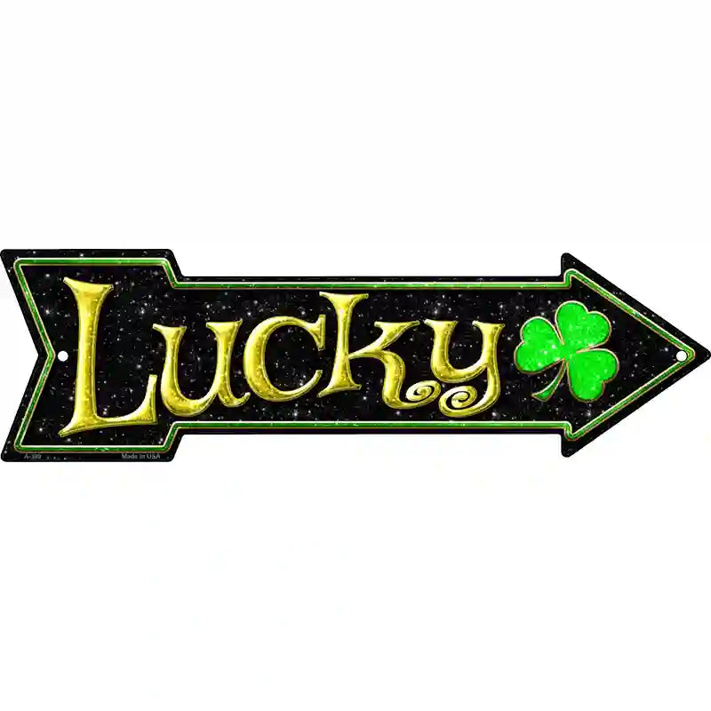 Lucky Clover Novelty Metal Arrow Sign 17" x 5" (A)