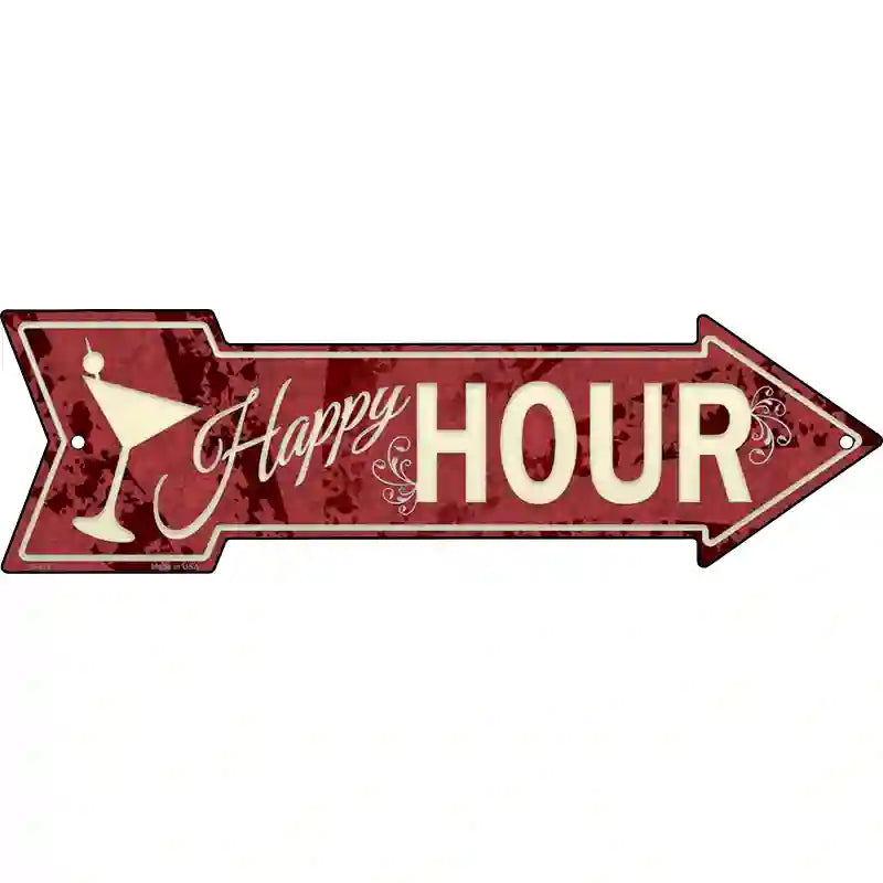 Happy Hour Novelty Metal Arrow Sign 17" x 5" (A)