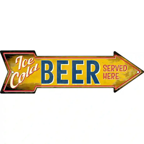 Ice Cold Beer Served Here Novelty Metal Arrow Sign 17" x 5" (A)