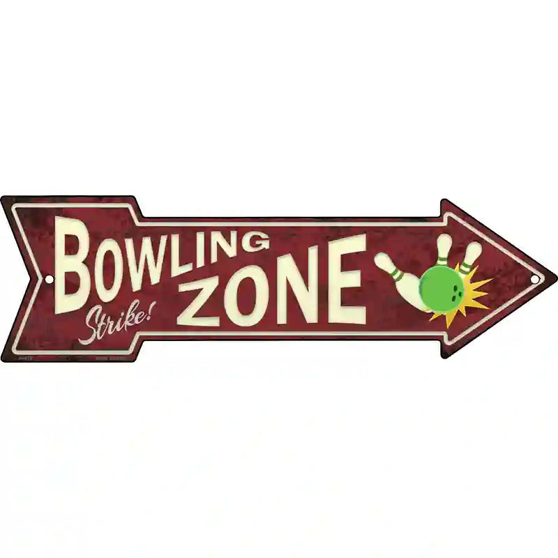 Bowling Strike Zone Novelty Metal Arrow Sign 17" x 5" (A)