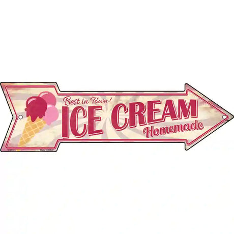 Homemade Ice Cream Novelty Metal Arrow Sign 17" x 5" (A)