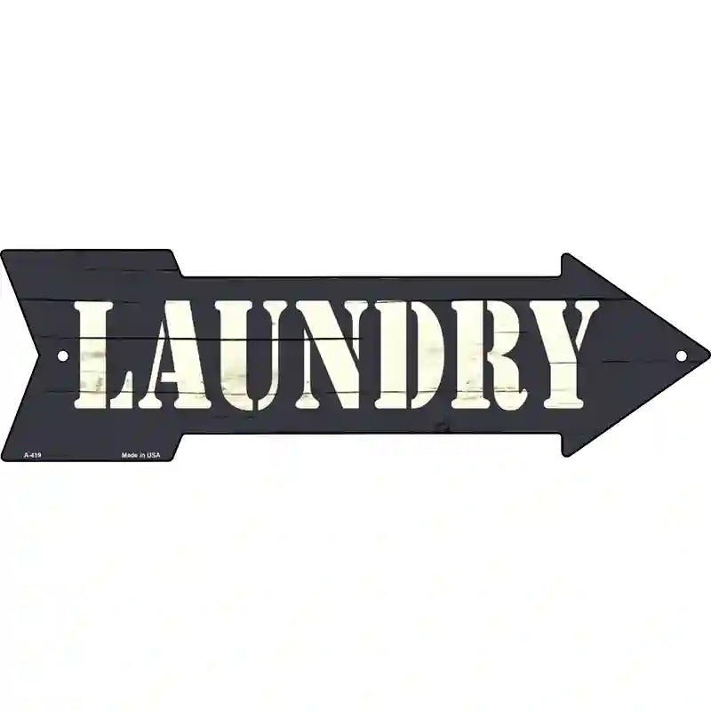 Laundry Novelty Metal Arrow Sign 17" x 5" (A)