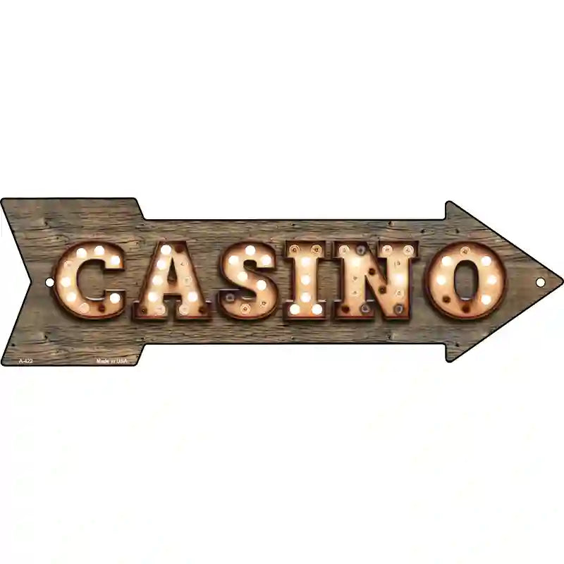 Casino Bulb Letters Novelty Metal Arrow Sign 17" x 5" (A)