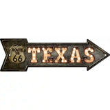 Texas Route 66 Bulb Letters Novelty Metal Arrow Sign 17" x 5" (A)