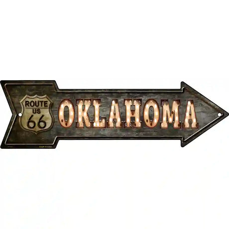 Oklahoma Route 66 Bulb Letters Novelty Metal Arrow Sign 17" x 5" (A)