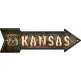 Kansas Route 66 Bulb Letters Novelty Metal Arrow Sign 17" x 5" (A)