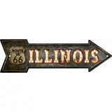 Illinois Route 66 Bulb Letters Novelty Metal Arrow Sign 17" x 5" (A)