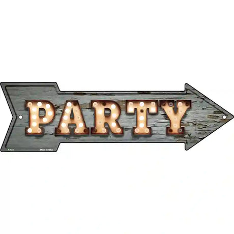 Party Bulb Letters Novelty Metal Arrow Sign 17" x 5" (A)