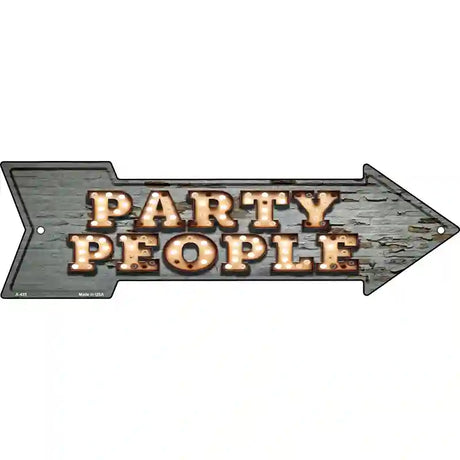 Party People Bulb Letters Novelty Metal Arrow Sign 17" x 5" (A)