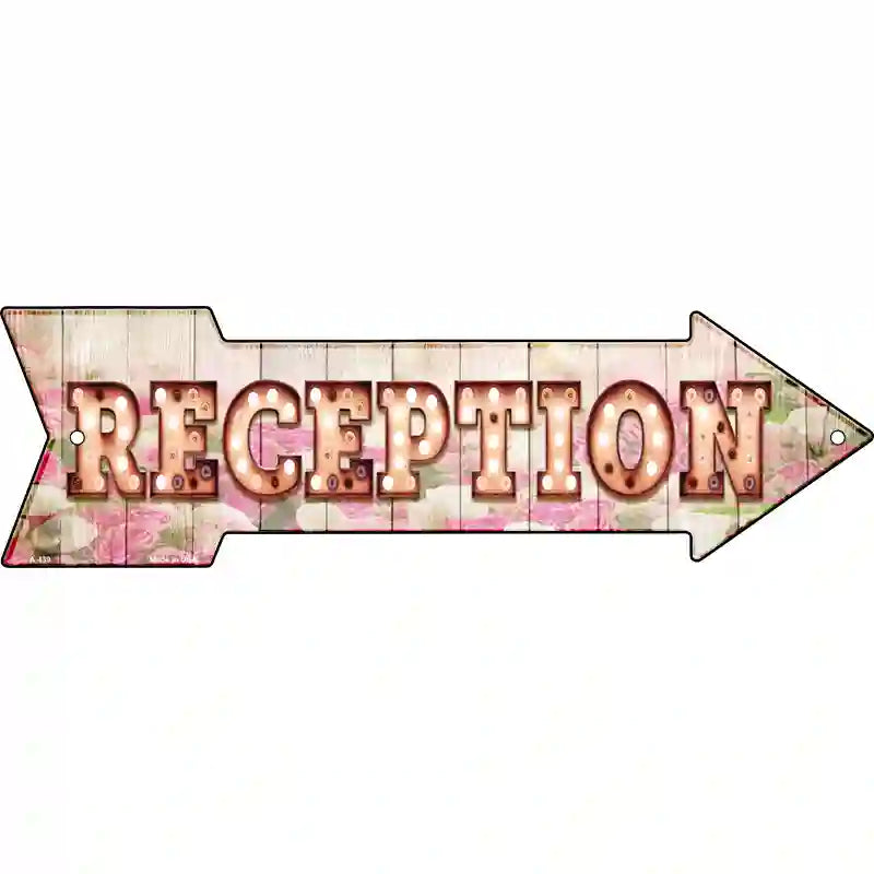 Reception Bulb Letters Novelty Metal Arrow Sign 17" x 5" (A)