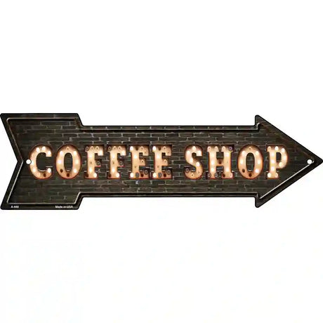 Coffee Shop Bulb Letters Novelty Metal Arrow Sign 17" x 5" (A)