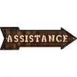 Assistance Bulb Letters Novelty Metal Arrow Sign 17" x 5" (A)