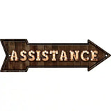 Assistance Bulb Letters Novelty Metal Arrow Sign 17" x 5" (A)