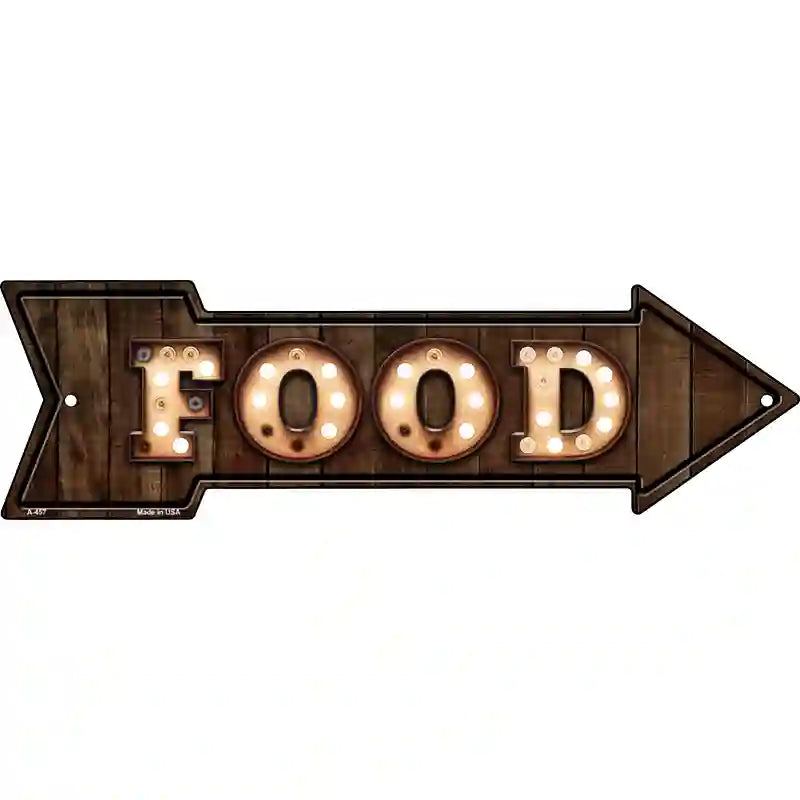 Food Bulb Letters Novelty Metal Arrow Sign 17" x 5" (A)