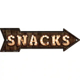 Snacks Bulb Letters Novelty Metal Arrow Sign 17" x 5" (A)