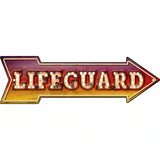 Lifeguard Bulb Letters Novelty Metal Arrow Sign 17" x 5" (A)