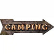 Camping Bulb Letters Novelty Metal Arrow Sign 17" x 5" (A)