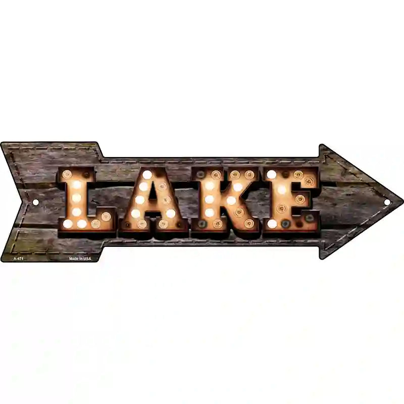 Lake Bulb Letters Novelty Metal Arrow Sign 17" x 5" (A)