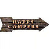 Happy Campers Bulb Letters Novelty Metal Arrow Sign 17" x 5" (A)