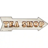 Tea Shop Bulb Letters Novelty Metal Arrow Sign 17" x 5" (A)