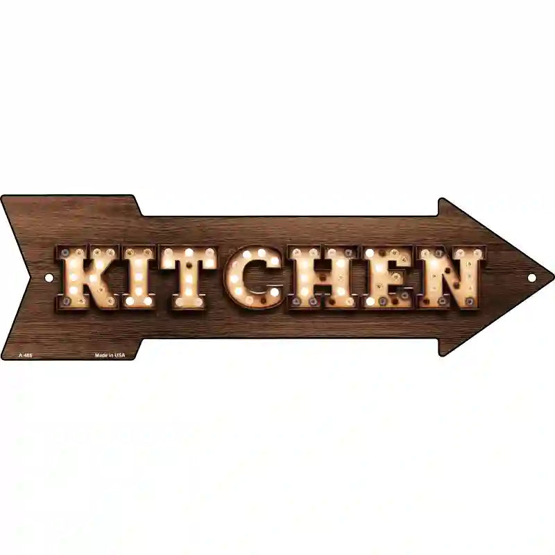 Kitchen Bulb Letters Novelty Metal Arrow Sign 17" x 5" (A)