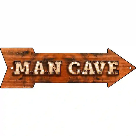 Man Cave Bulb Letters Novelty Metal Arrow Sign 17" x 5" (A)