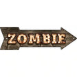 Zombie Bulb Letters Novelty Metal Arrow Sign 17" x 5" (A)