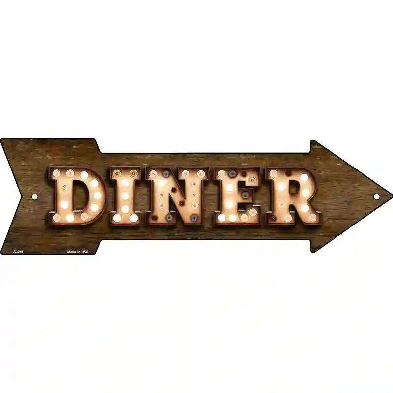 Diner Bulb Letters Novelty Metal Arrow Sign 17" x 5" (A)