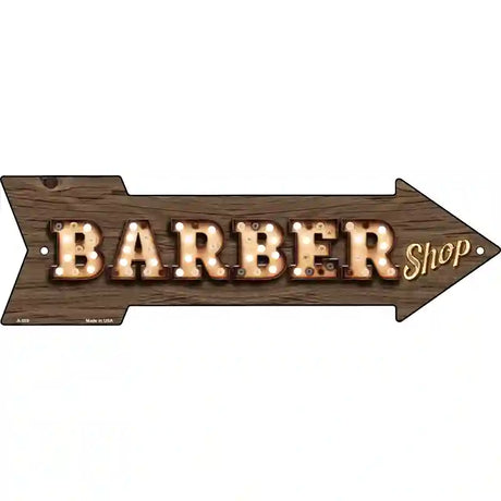 Barber Shop Bulb Letters Novelty Metal Arrow Sign 17" x 5" (A)