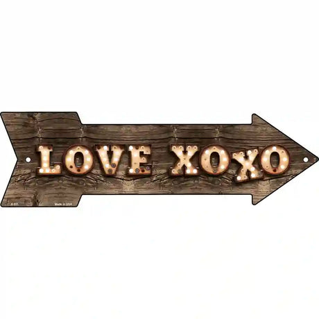 Love XOXO Bulb Letters Novelty Metal Arrow Sign 17" x 5" (A)