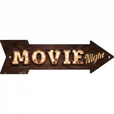 Movie Night Bulb Letters Novelty Metal Arrow Sign 17" x 5" (A)