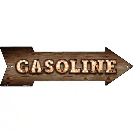 Gasoline Bulb Letters Novelty Metal Arrow Sign 17" x 5" (A)